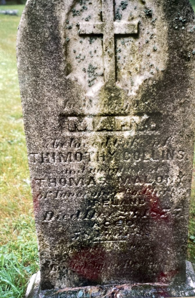 Grave Restoration & Tombstone Cleaning - Headstone of Mary Collins - dark and dingy tombstone